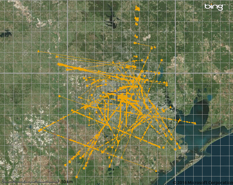 Aircraft Tracks on a Map